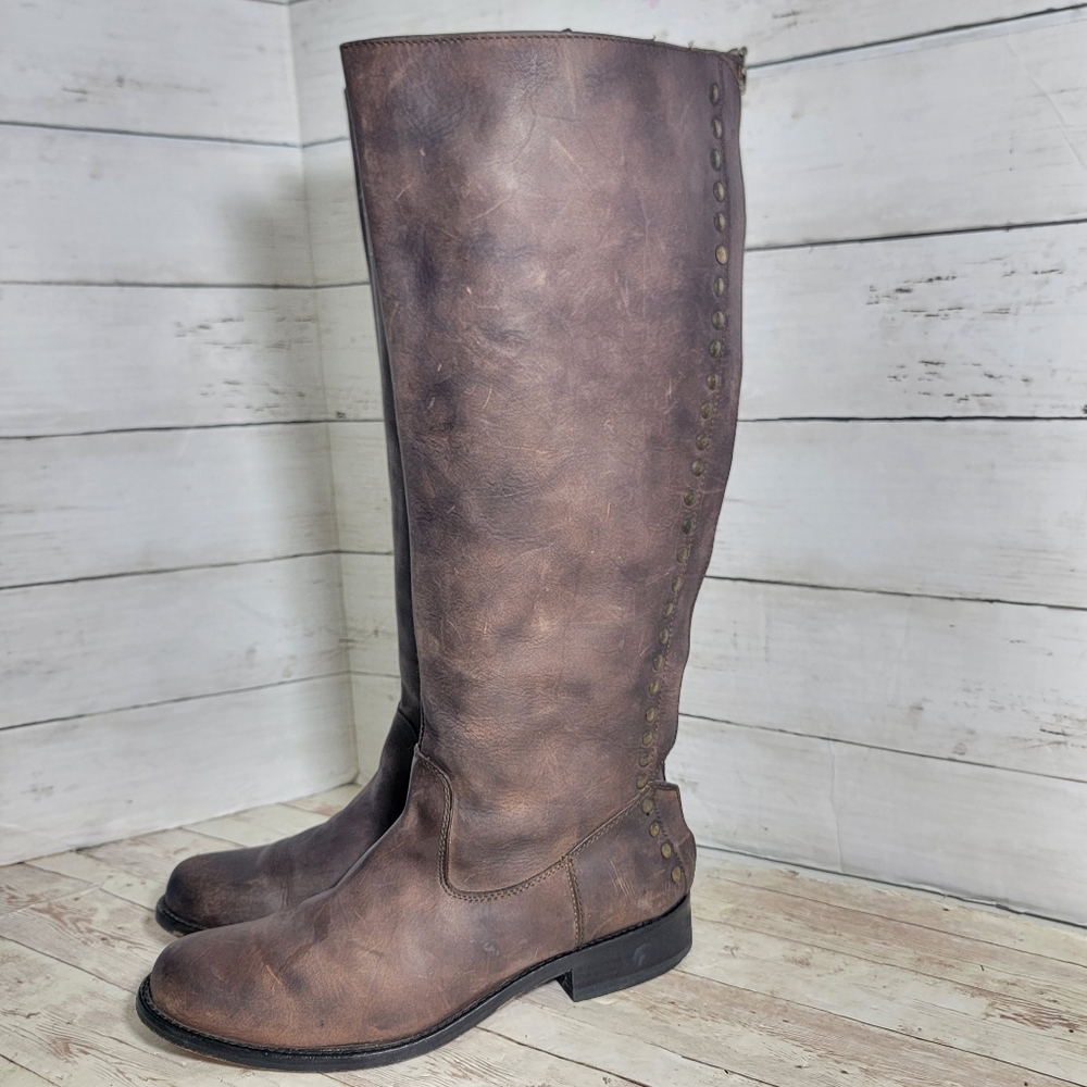 Steven Rannt Studded Leather Riding Boots W US 8 - Picture 4 of 15